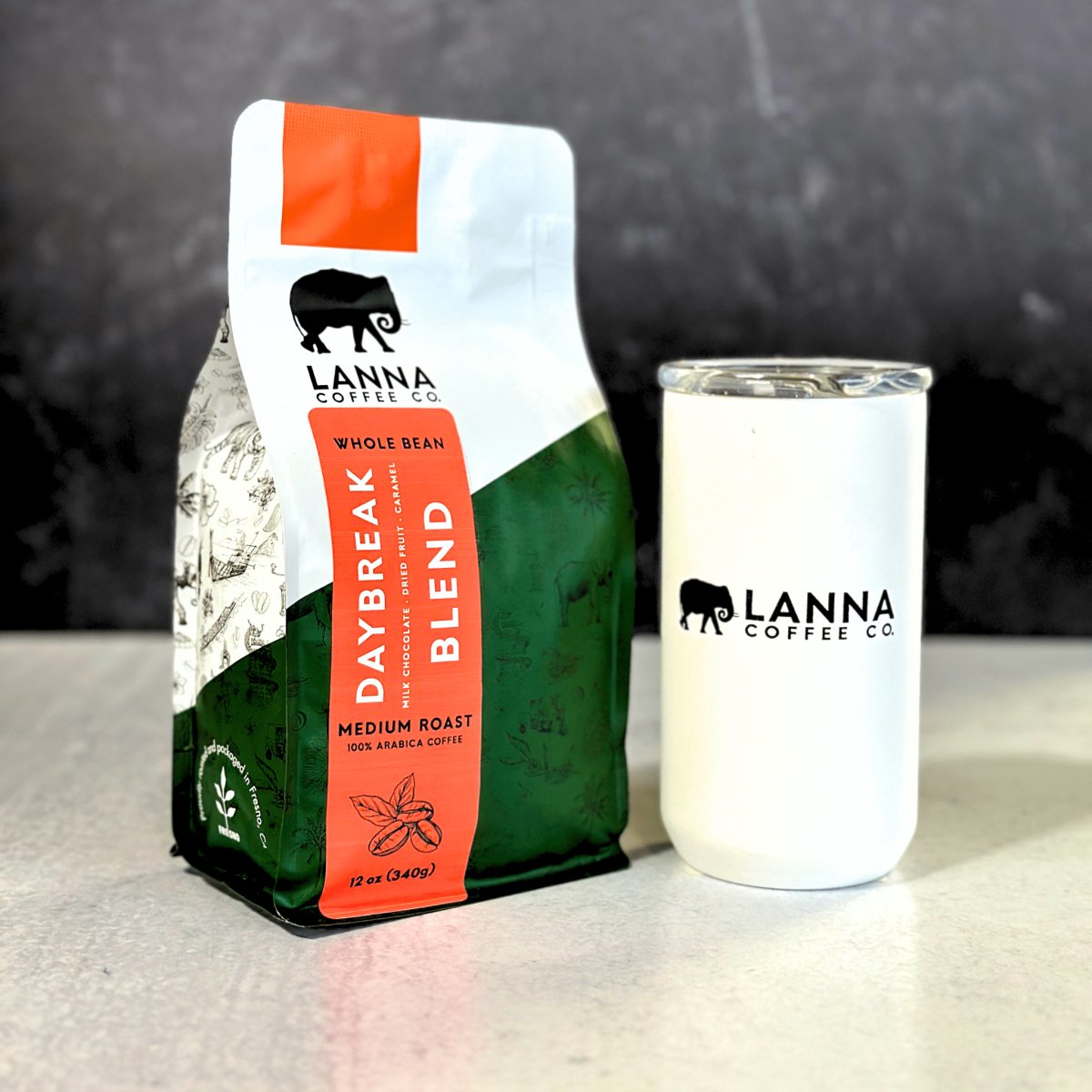 The Lanna Starter Pack (12 oz Coffee + Tumbler) - Lanna Coffee Co.Daybreak BlendWhole Bean